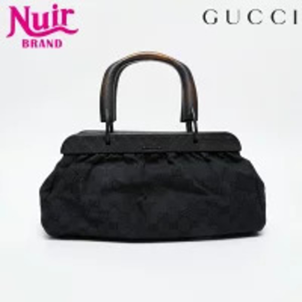 Gucci Canvas Handbag Black Bamboo GG - Picture 2 of 13